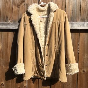 VINTAGE Abercrombie and Fitch A&F Corduroy Sherpa lines COAT JACKET